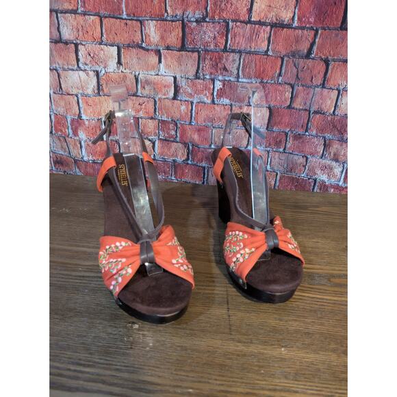 Seychelles Rock the Boat Orange Wedge Sandals Size 9 - Picture 2 of 7